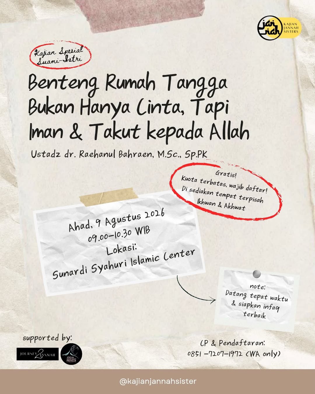 Poster Benteng Rumah Tangga Bukan Hanya Cinta, Tapi Iman & Takut kepada Allah