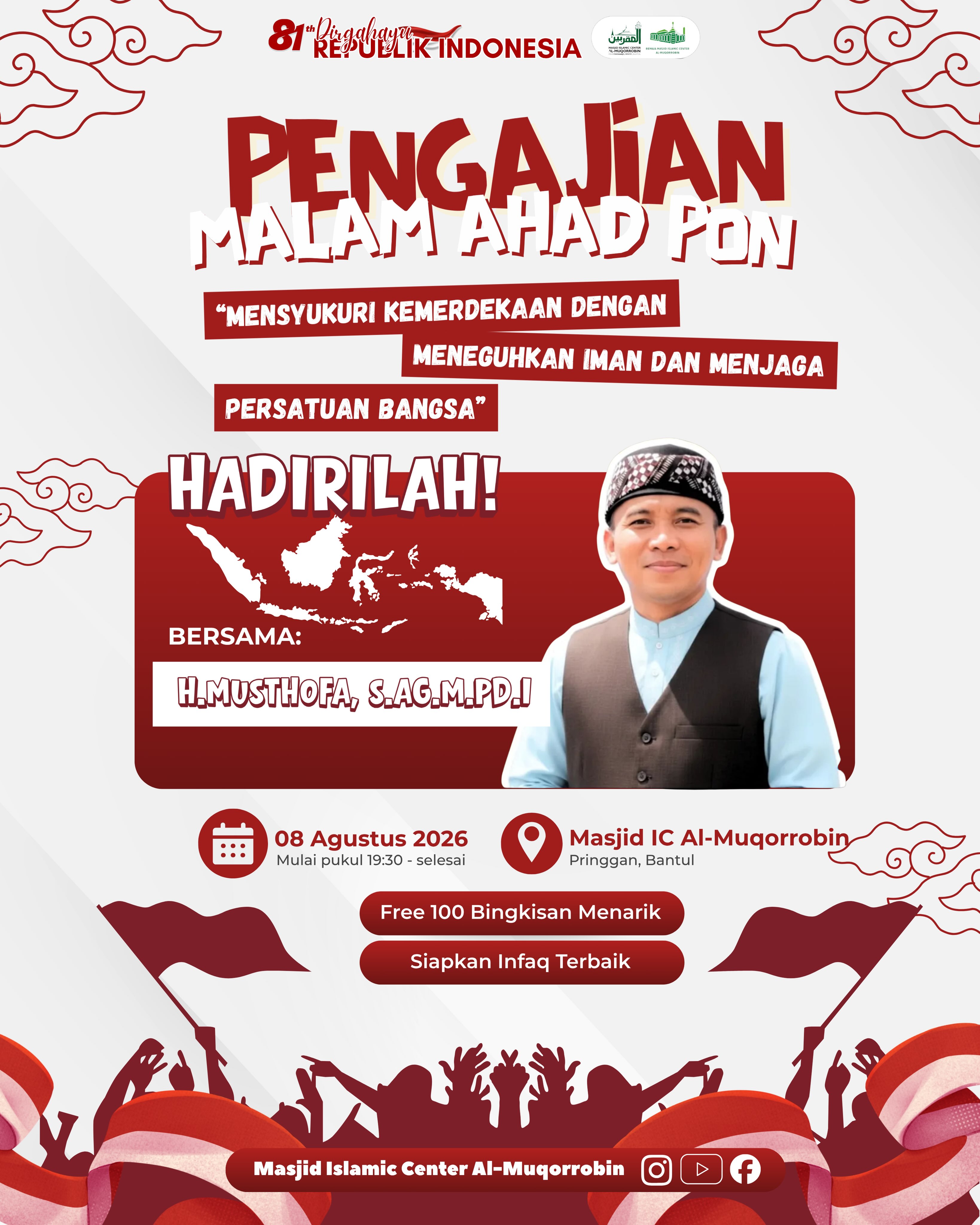 Poster Mensyukuri Kemerdekaan dengan Meneguhkan Iman dan Menjaga Persatuan Bangsa
